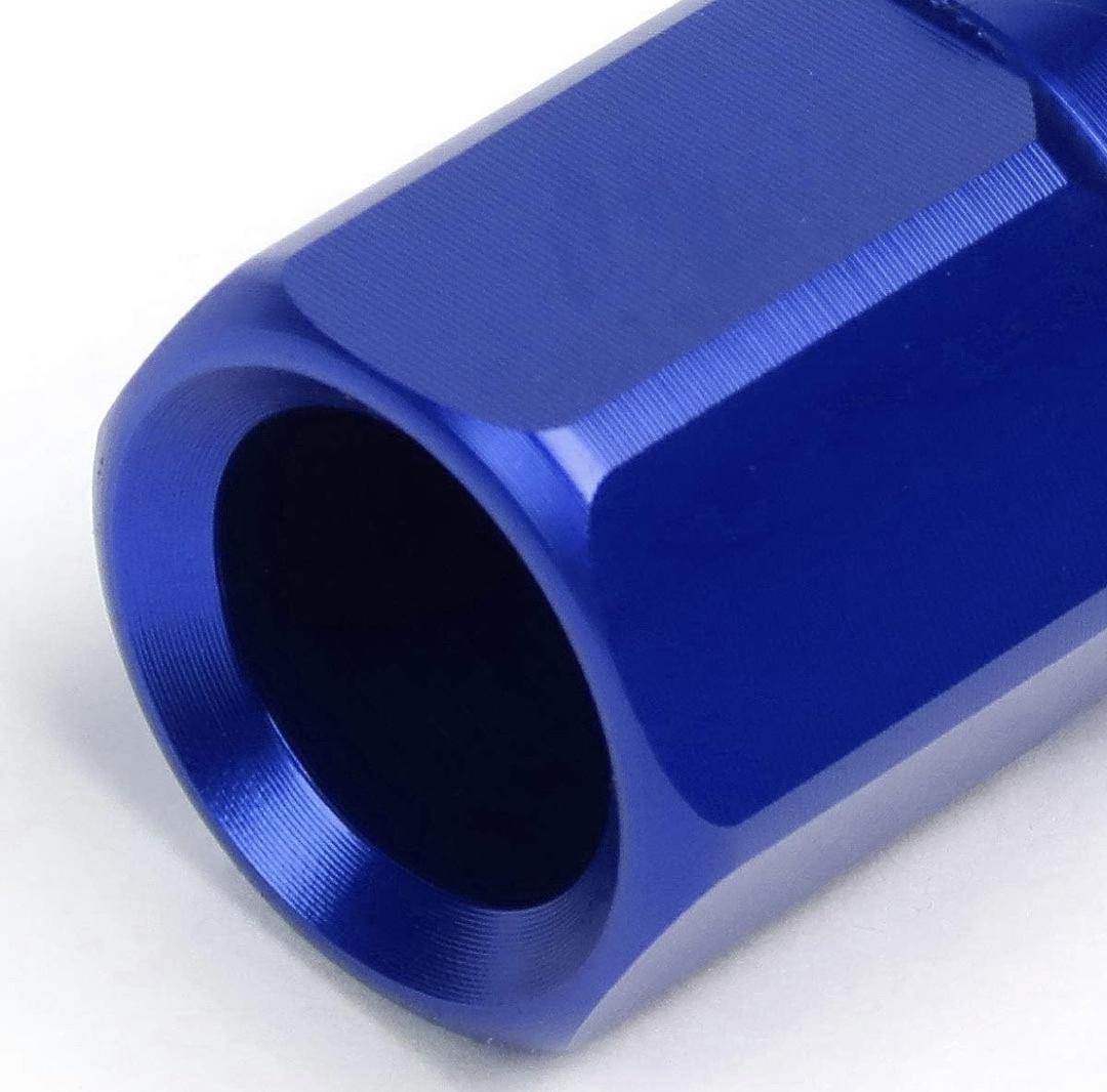 7075 ALUMINUM BLUE M12 X 1.5 20PCS L: 60MM OPEN END LUG NUT KIT W/SOCKET ADAPTER