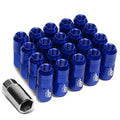 7075 ALUMINUM BLUE M12 X 1.5 20PCS L: 50MM CLOSE END LUG NUT W/SOCKET ADAPTER