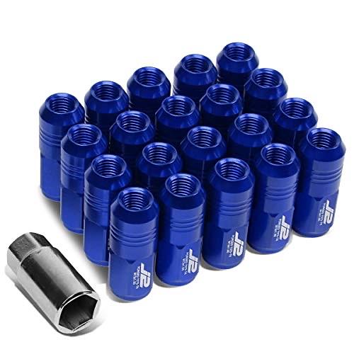 7075 ALUMINUM BLUE M12 X 1.5 20PCS L: 50MM CLOSE END LUG NUT W/SOCKET ADAPTER