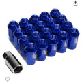 7075 ALUMINUM BLUE M12 X 1.5 20PCS L: 44MM OPEN END LUG NUT W/SOCKET ADAPTER