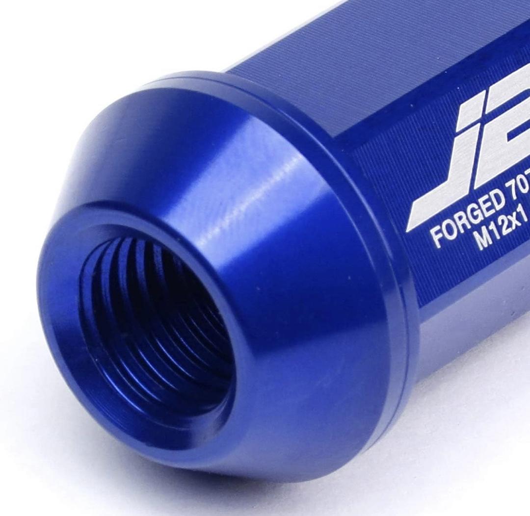 7075 ALUMINUM BLUE M12 X 1.5 20PCS L: 44MM OPEN END LUG NUT W/SOCKET ADAPTER