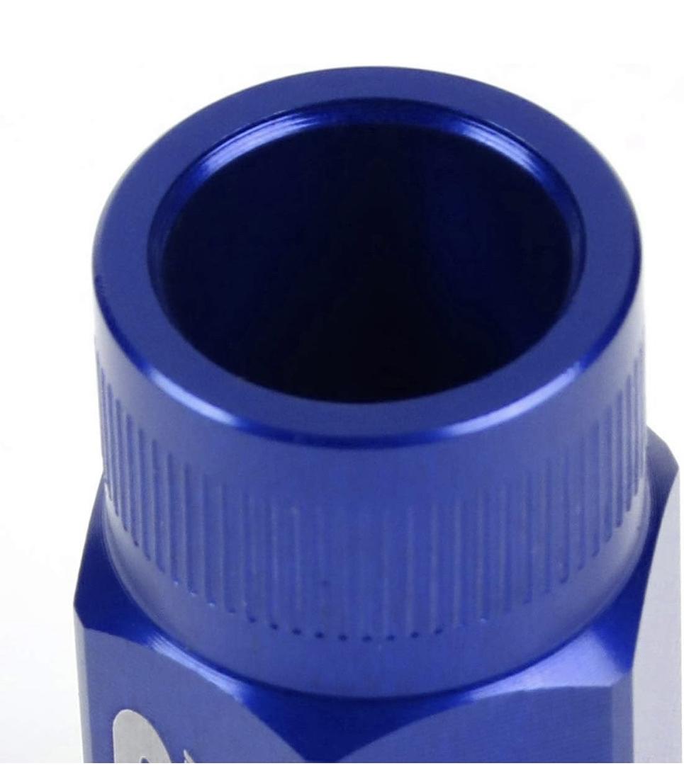 7075 ALUMINUM BLUE M12 X 1.5 20PCS L: 44MM OPEN END LUG NUT W/SOCKET ADAPTER