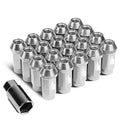 7075 ALUMINUM SILVER M12 X 1.5 20PCS L: 50MM CLOSE-END LUG NUT W/ADAPTER