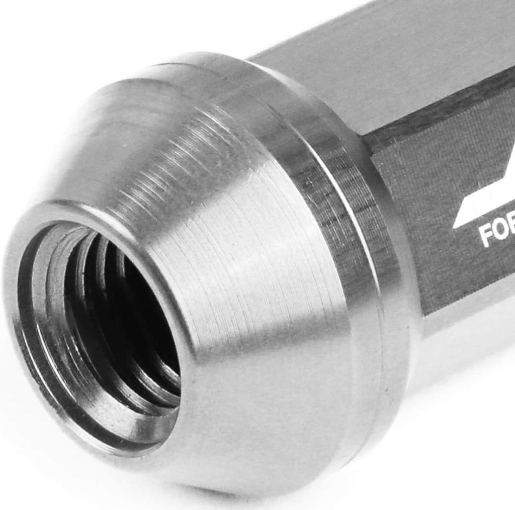 7075 ALUMINUM SILVER M12 X 1.5 20PCS L: 50MM CLOSE-END LUG NUT W/ADAPTER
