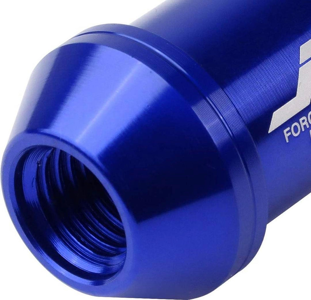 20PCS M12 X 1.25 7075-T6 ALUMINUM 50MM OPEN-END LUG NUT W/SOCKET KEY (BLUE)