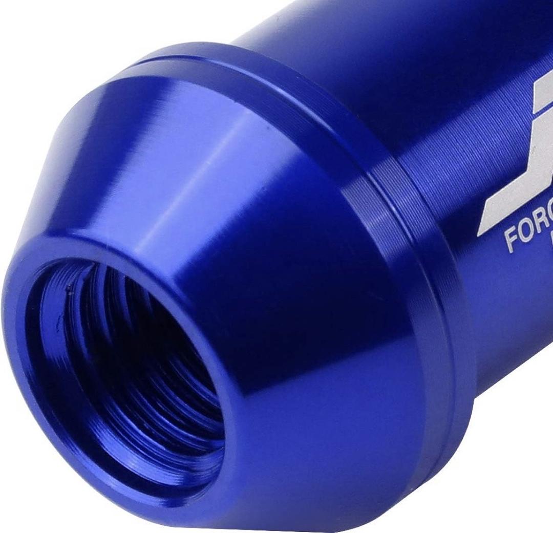 20PCS M12 X 1.25 7075-T6 ALUMINUM 50MM OPEN-END LUG NUT W/SOCKET KEY (BLUE)