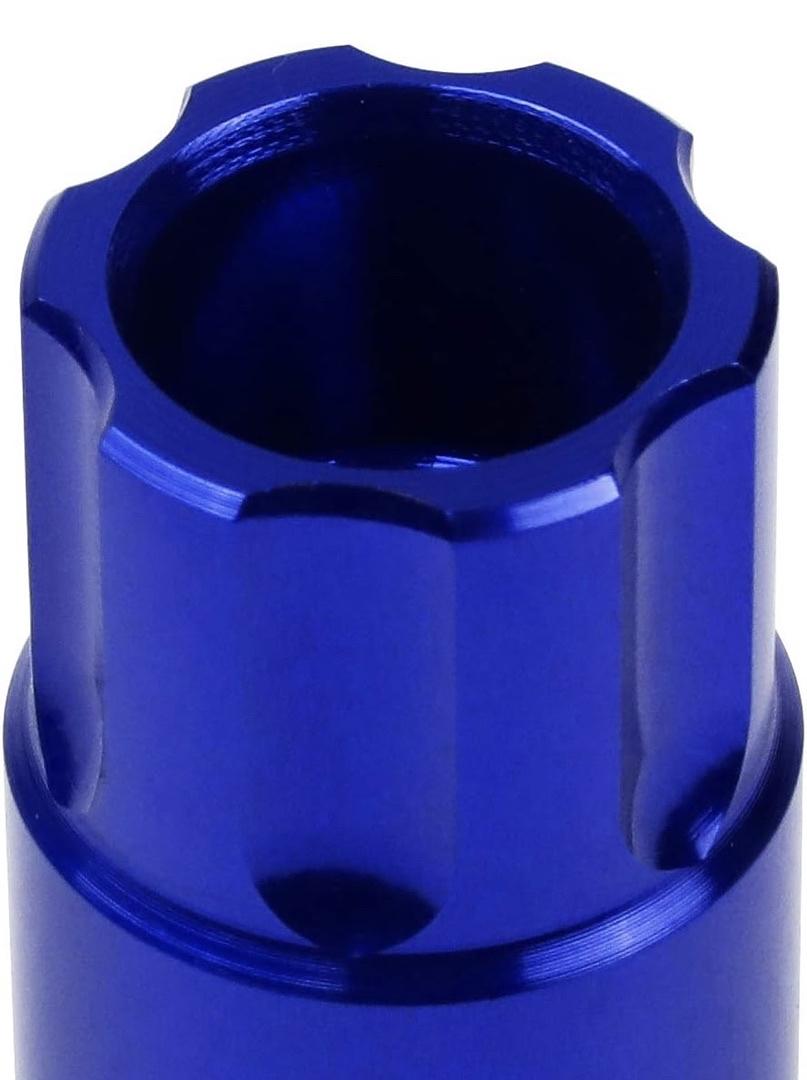 20PCS M12 X 1.25 7075-T6 ALUMINUM 50MM OPEN-END LUG NUT W/SOCKET KEY (BLUE)