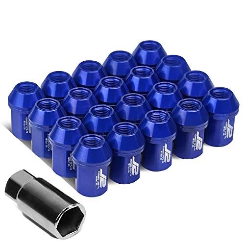 7075-T6 ALUMINUM M12 X 1.25 20PCS 35MM TALL CLOSE-END LUG NUT W/SOCKET ADAPTER BLUE