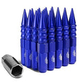 20PCS M12 X 1.25 7075-T6 ALUMINUM 123MM SPIKED CAP LUG NUT W/SOCKET ADAPTER (BLUE)