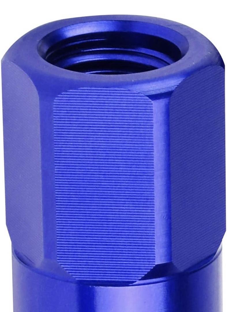 20PCS M12 X 1.25 7075-T6 ALUMINUM 123MM SPIKED CAP LUG NUT W/SOCKET ADAPTER (BLUE)
