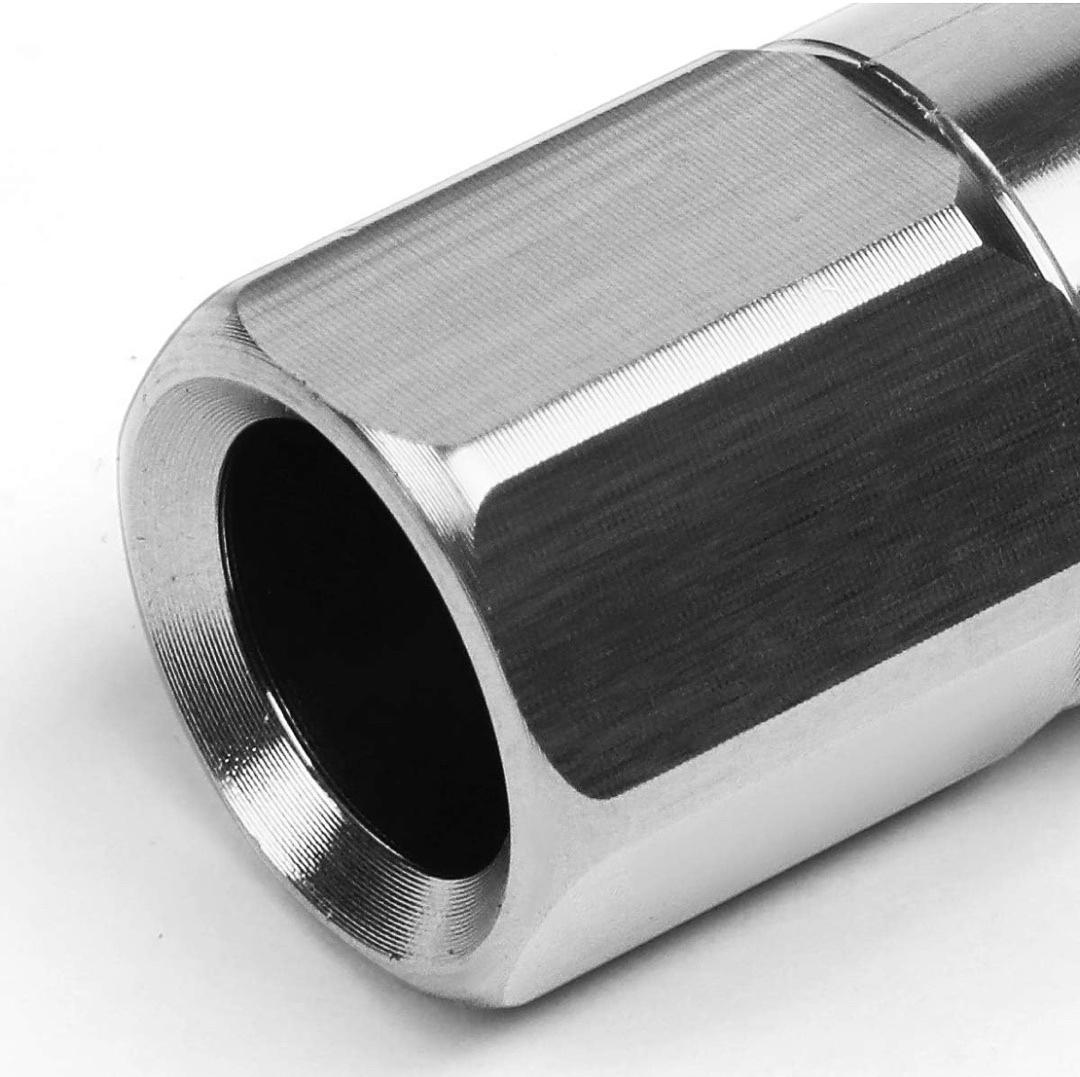 SILVER 7075 ALUMINUM M12X1.5 20PCS L: 60MM OPEN END LUG NUT W/SOCKET ADAPTER