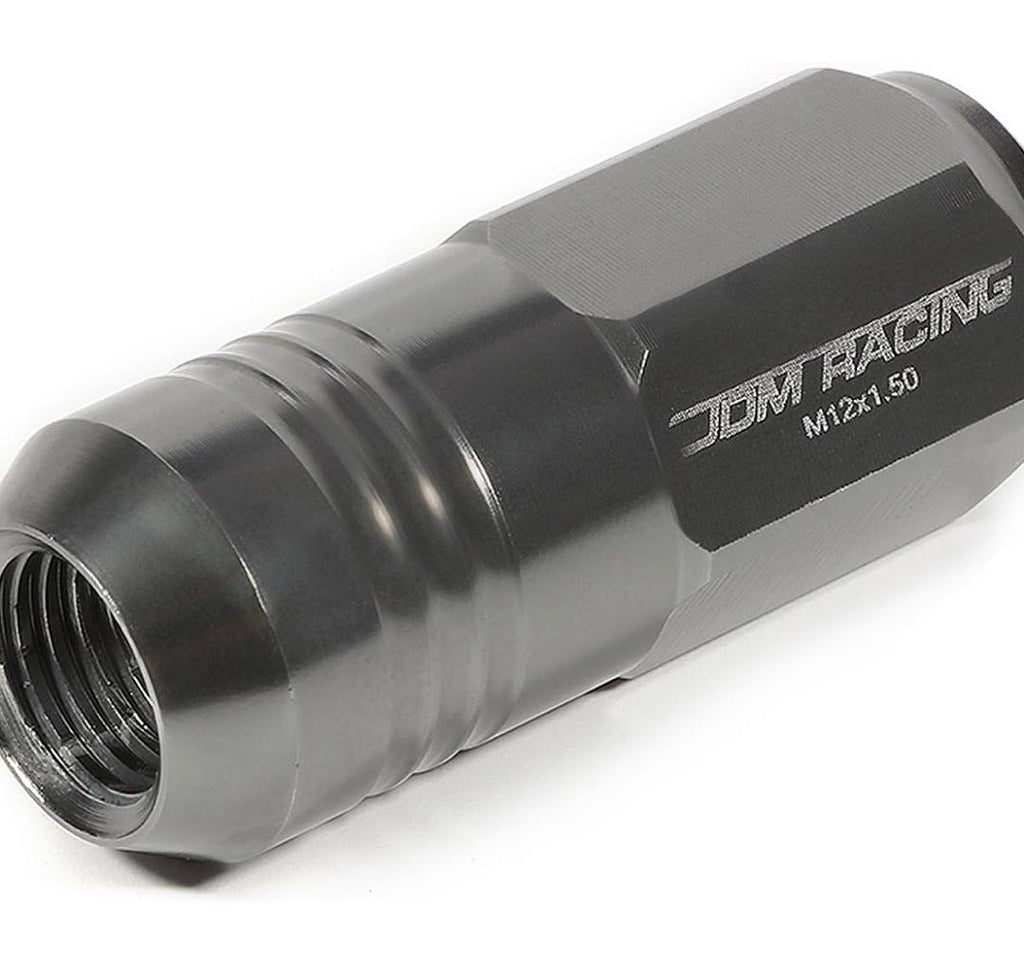 20PCS CLOSED END DESIGN M12 X 1.25 ALUMINUM ALLOY WHEEL LUG NUTS + DEEP DRIVE EXTENSION ADAPTER, 20MM OD/50MM HEIGHT (GUN METAL)
