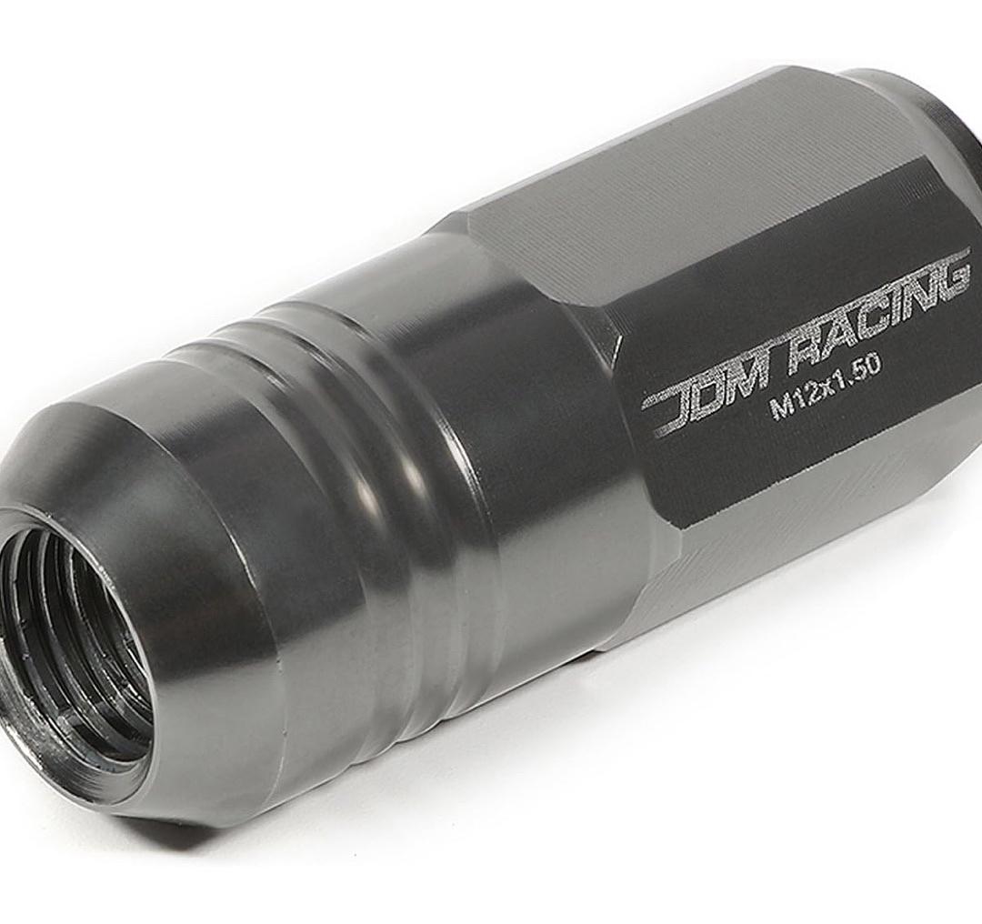 20PCS CLOSED END DESIGN M12 X 1.25 ALUMINUM ALLOY WHEEL LUG NUTS + DEEP DRIVE EXTENSION ADAPTER, 20MM OD/50MM HEIGHT (GUN METAL)