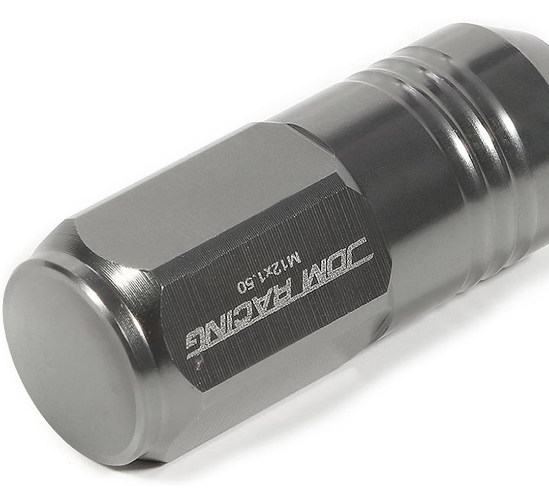20PCS CLOSED END DESIGN M12 X 1.25 ALUMINUM ALLOY WHEEL LUG NUTS + DEEP DRIVE EXTENSION ADAPTER, 20MM OD/50MM HEIGHT (GUN METAL)