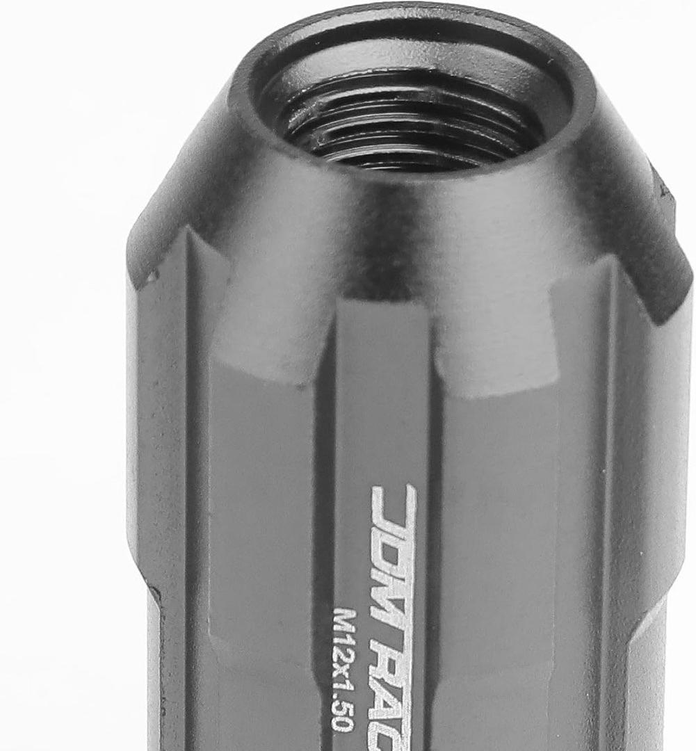 20PCS M12 X 1.5 OPEN END STYLE WHEEL LUG NUTS W/DEEP DRIVE EXTENSION ADAPTER, 24MM OD/50MM H, GUN METAL