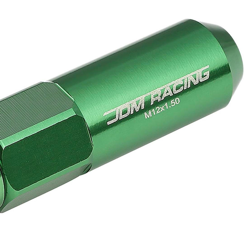 20PCS OPEN/CLOSED END STYLE M12 X 1.5 20MM OD/107MM HEIGHT WHEEL LUG NUTS W/DEEP DRIVE EXTENSION, GREEN