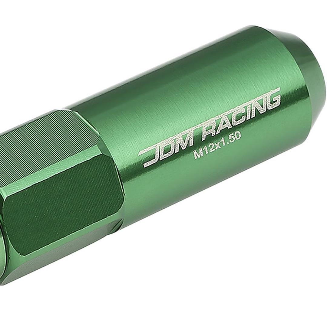 20PCS OPEN/CLOSED END STYLE M12 X 1.5 20MM OD/107MM HEIGHT WHEEL LUG NUTS W/DEEP DRIVE EXTENSION, GREEN
