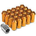 ORANGE OPEN END STYLE M12 X 1.5 WHEEL LUG NUTS W/LOCK KEY, 25MM OD/ 50MM HEIGHT, 20 PACK