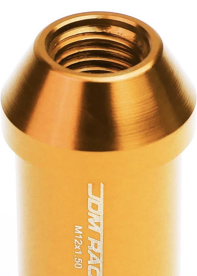 ORANGE OPEN END STYLE M12 X 1.5 WHEEL LUG NUTS W/LOCK KEY, 25MM OD/ 50MM HEIGHT, 20 PACK