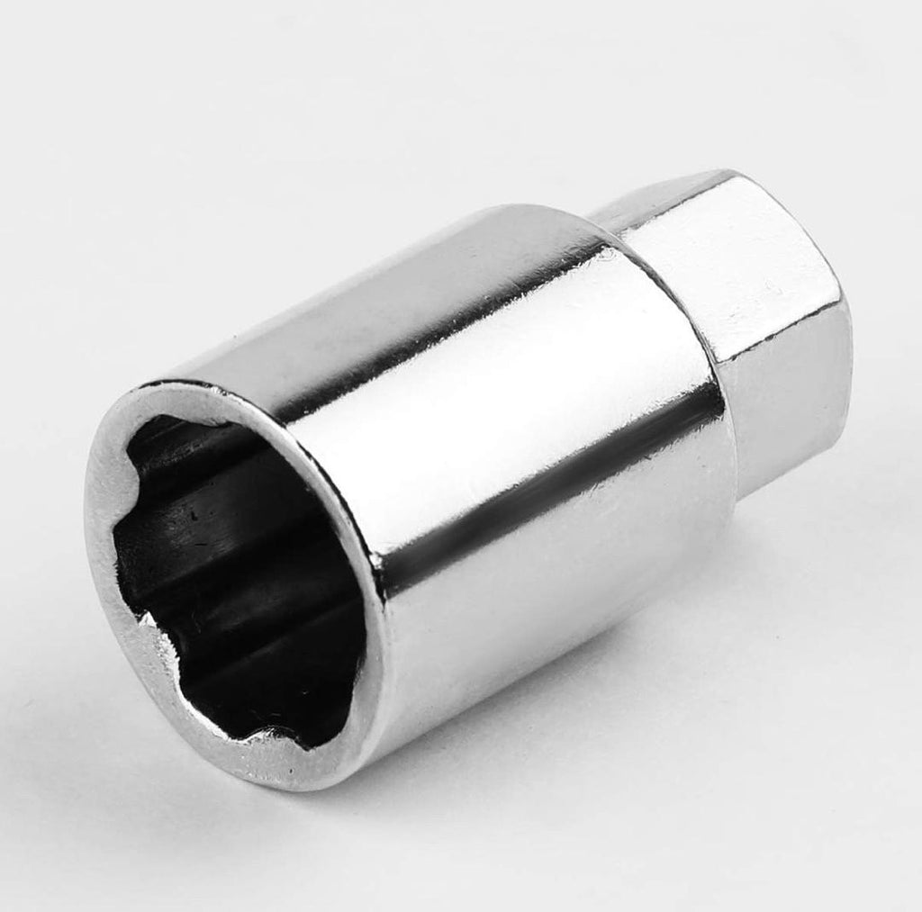 ORANGE OPEN END STYLE M12 X 1.5 WHEEL LUG NUTS W/LOCK KEY, 25MM OD/ 50MM HEIGHT, 20 PACK