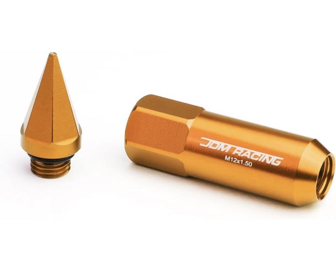 20PCS M12 X 1.5 OPEN/CLOSED END WHEEL LUG NUTS W/DEEP DRIVE EXTENSION, 20MM OD/90MM H, ORANGE
