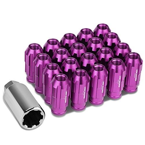 20PCS M12 X 1.5 OPEN END STYLE WHEEL LUG NUTS W/DEEP DRIVE EXTENSION ADAPTER, 24MM OD/50MM H, PURPLE