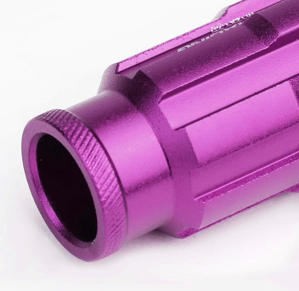 20PCS M12 X 1.5 OPEN END STYLE WHEEL LUG NUTS W/DEEP DRIVE EXTENSION ADAPTER, 24MM OD/50MM H, PURPLE