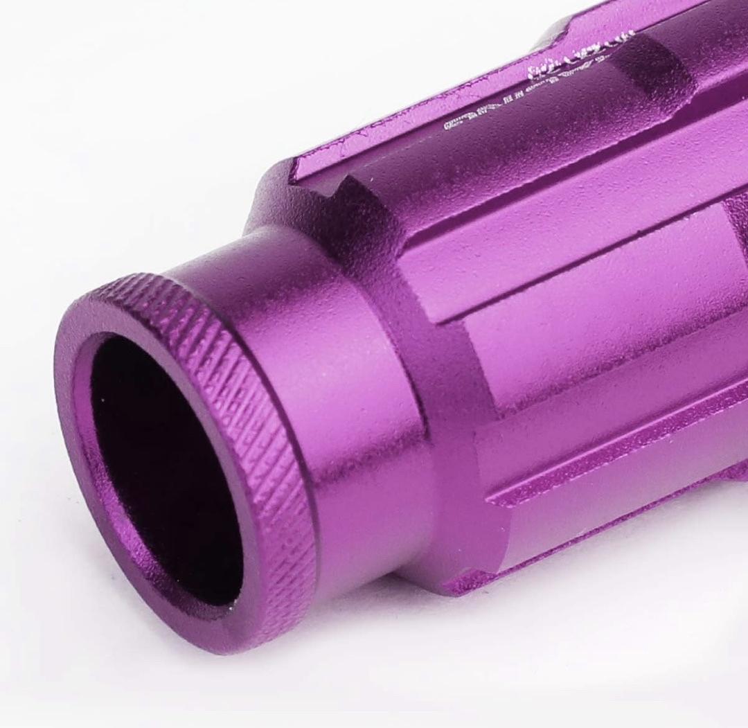 20PCS M12 X 1.5 OPEN END STYLE WHEEL LUG NUTS W/DEEP DRIVE EXTENSION ADAPTER, 24MM OD/50MM H, PURPLE