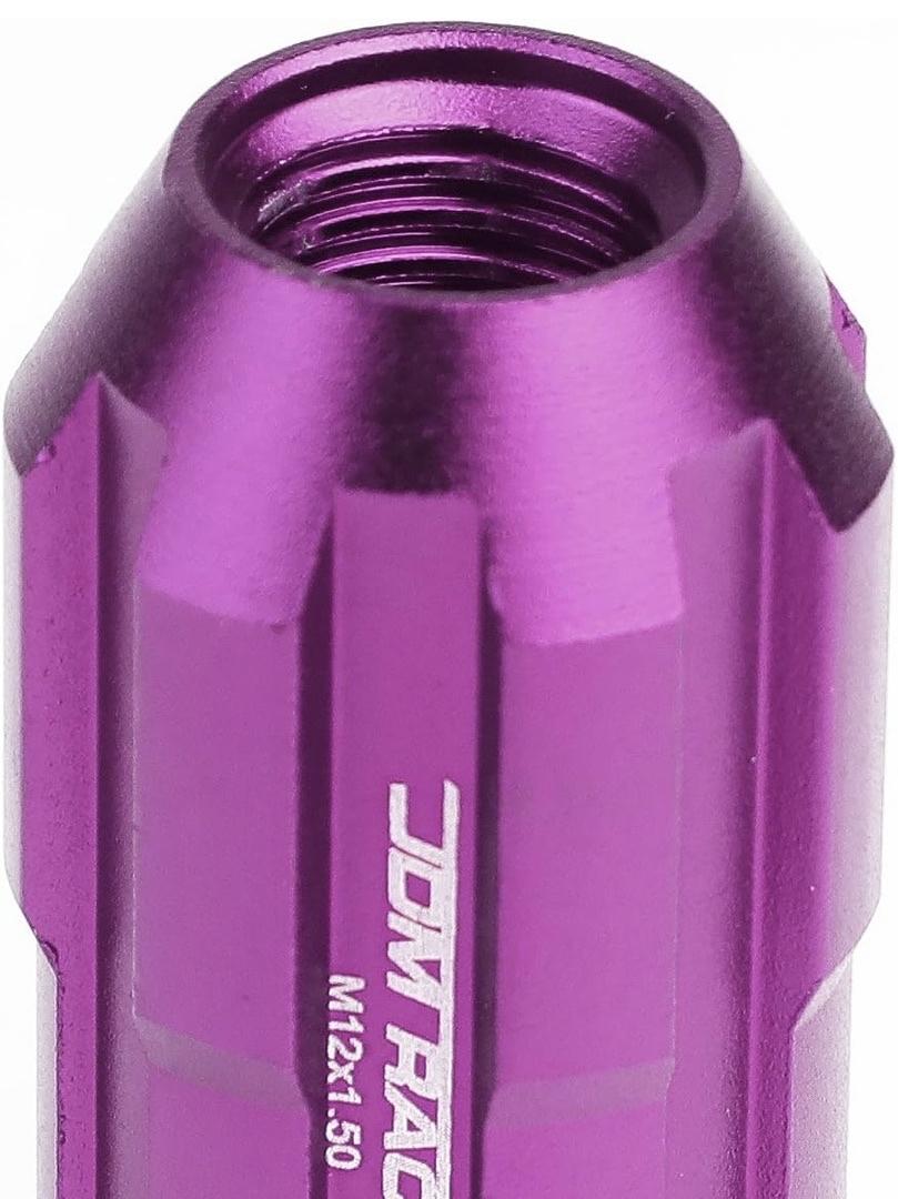 20PCS M12 X 1.5 OPEN END STYLE WHEEL LUG NUTS W/DEEP DRIVE EXTENSION ADAPTER, 24MM OD/50MM H, PURPLE