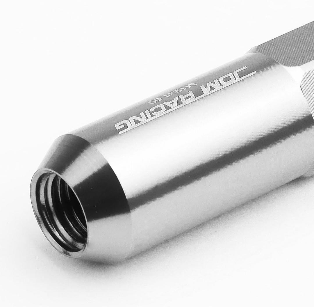 20PCS M12 X 1.5 OPEN/CLOSED END WHEEL LUG NUTS +1 X DEEP DRIVE EXTENSION, 20MM OD/123MM H, SILVER