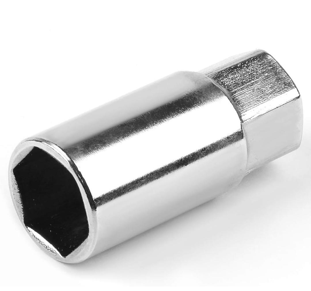 20PCS M12 X 1.5 OPEN/CLOSED END WHEEL LUG NUTS +1 X DEEP DRIVE EXTENSION, 20MM OD/123MM H, SILVER