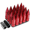 20PCS M12 X 1.5 OPEN/CLOSED END ALUMINUM ALLOY WHEEL LUG NUTS W/DEEP DRIVE EXTENSION, 23MM OD/83MM H, RED