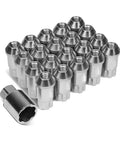 J2 ENGINEERING 7075 -T6 FORGED ALUMINUM M12X1.5 20PCS 50MM HEIGHT OPEN -END LUG NUT SET W / KEY (SILVER)