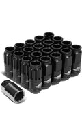 7075 ALUMINUM M12 X 1.25 16 PCS OPEN END LUG NUT 4 PCS LOCK W/KEY BLACK FIT VEHICLES WITH 4 OR 5 LUG M12X1.25 THREADS