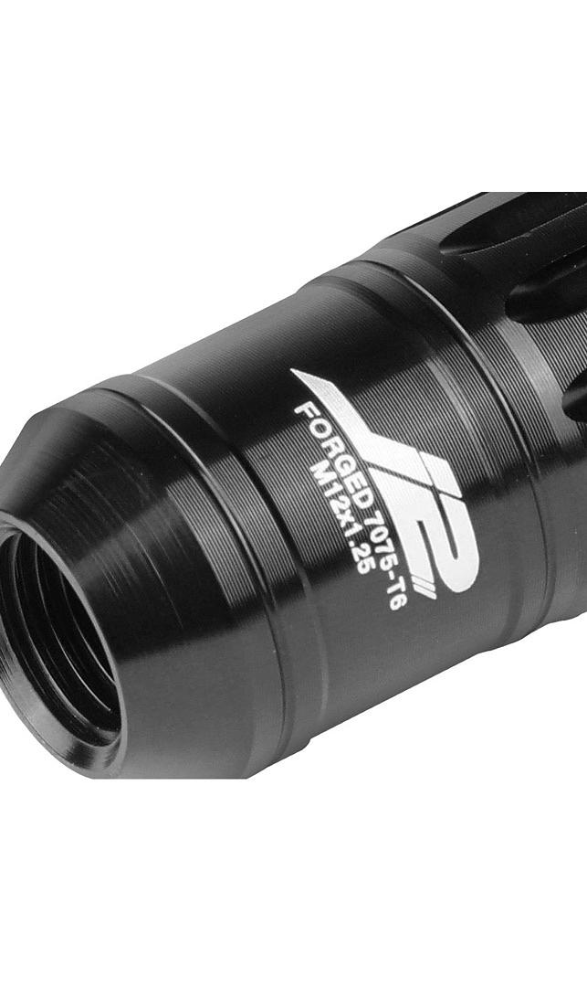 7075 ALUMINUM M12 X 1.25 16 PCS OPEN END LUG NUT 4 PCS LOCK W/KEY BLACK FIT VEHICLES WITH 4 OR 5 LUG M12X1.25 THREADS