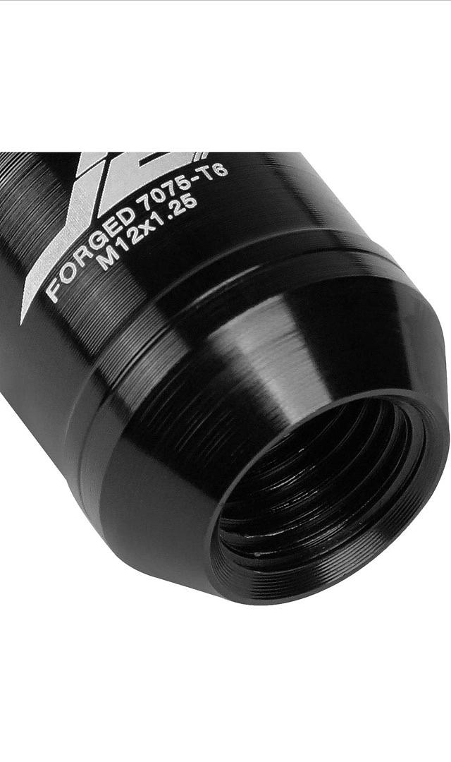 7075 ALUMINUM M12 X 1.25 16 PCS OPEN END LUG NUT 4 PCS LOCK W/KEY BLACK FIT VEHICLES WITH 4 OR 5 LUG M12X1.25 THREADS