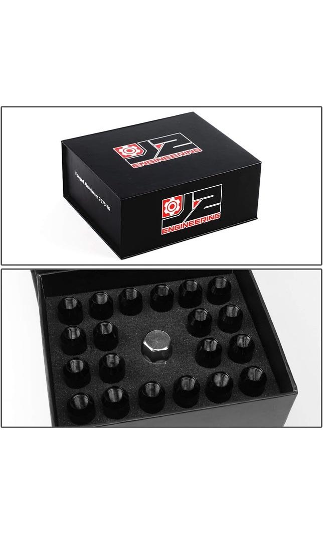7075 ALUMINUM M12 X 1.25 16 PCS OPEN END LUG NUT 4 PCS LOCK W/KEY BLACK FIT VEHICLES WITH 4 OR 5 LUG M12X1.25 THREADS