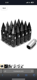 20PCS M12X1.25 T6-7075 ALUMINUM 81MM REMOVABLE SPIKY CAP LUG NUTS W/DEEP DRIVE EXTENSION,BLACK