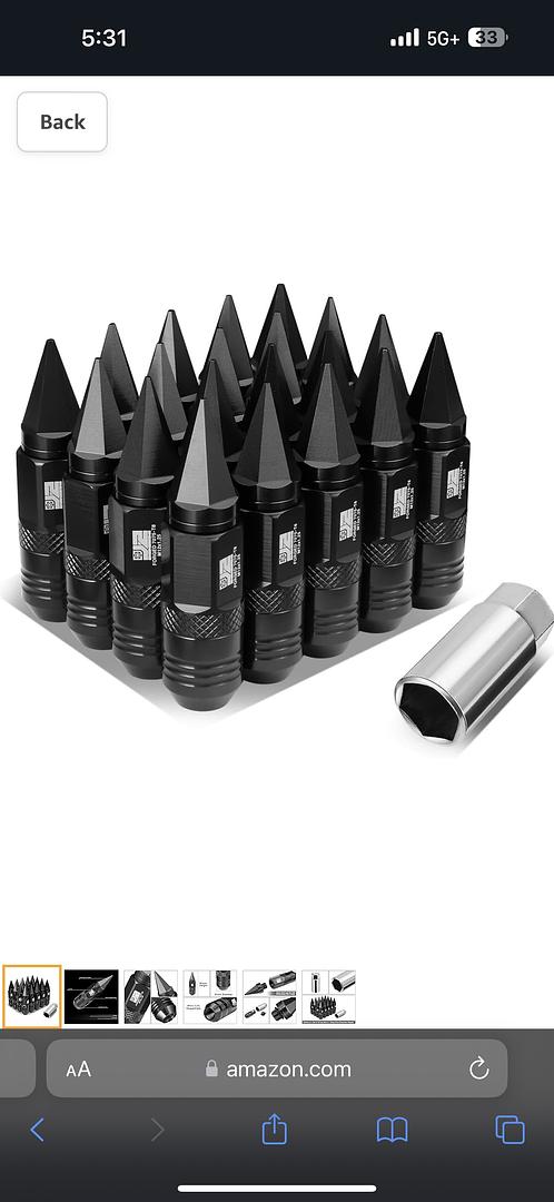20PCS M12X1.25 T6-7075 ALUMINUM 81MM REMOVABLE SPIKY CAP LUG NUTS W/DEEP DRIVE EXTENSION,BLACK