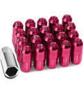 20PCS CLOSED END DESIGN M12 X 1.25 ALUMINUM ALLOY WHEEL LUG NUTS + DEEP DRIVE EXTENSION ADAPTER, 20MM OD/50MM HEIGHT (PINK)