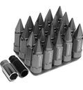 20PCS M12 X 1.5 OPEN/CLOSED END ALUMINUM ALLOY WHEEL LUG NUTS W/DEEP DRIVE EXTENSION, 23MM OD/83MM H, GUN METAL