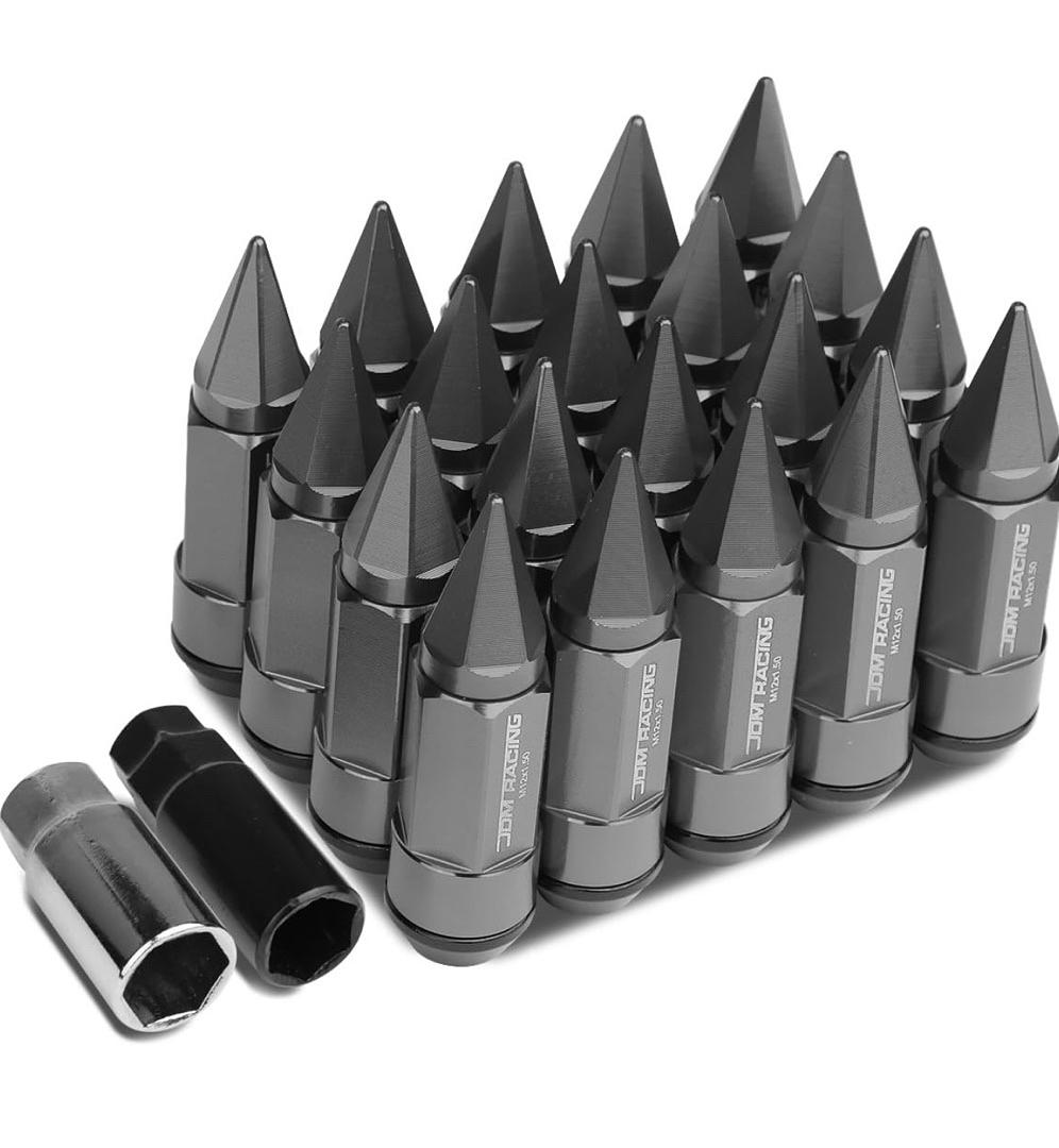 20PCS M12 X 1.5 OPEN/CLOSED END ALUMINUM ALLOY WHEEL LUG NUTS W/DEEP DRIVE EXTENSION, 23MM OD/83MM H, GUN METAL