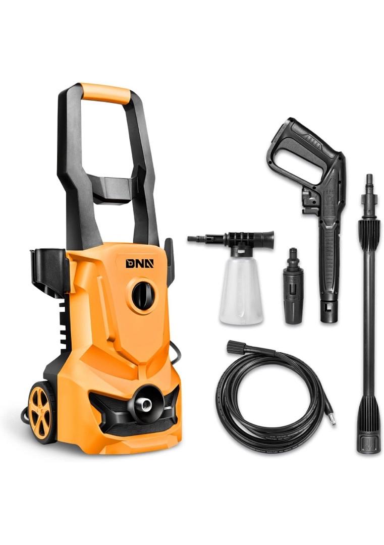 UP TO 1813 PSI 1.45 GPM 1500W ELECTRIC PRESSURE WASHER CAR WASH MACHINE WITH ADJUSTABLE NOZZLE SPRAY SOAP BOTTLE, FOR YARD CAR DRIVEWAY PATIO DECK CLEANING (ORANGE)