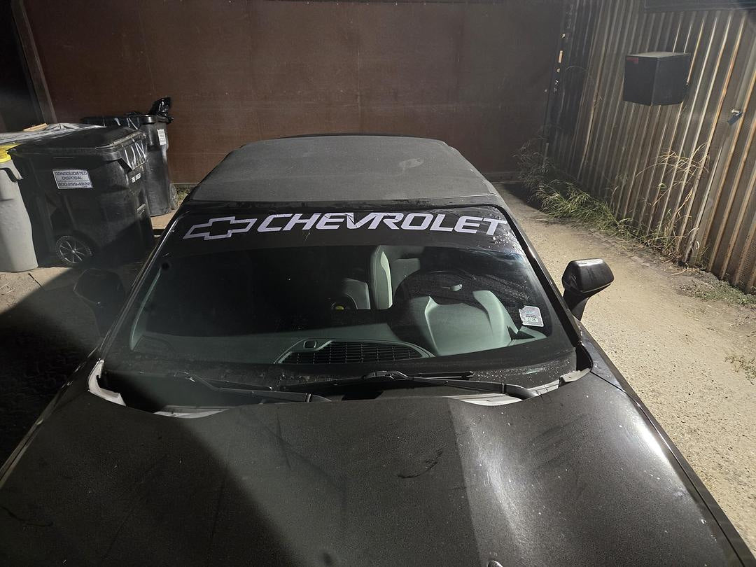 Grey GY Chevrolet Grey Lettering Blk Background Vinyl Sticker