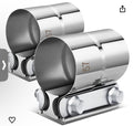 2PCS 2.25 INCH LAP JOINT BAND CLAMPS FOR EXHAUST MUFFLER REPAIR, 304 STAINLESS STEEL