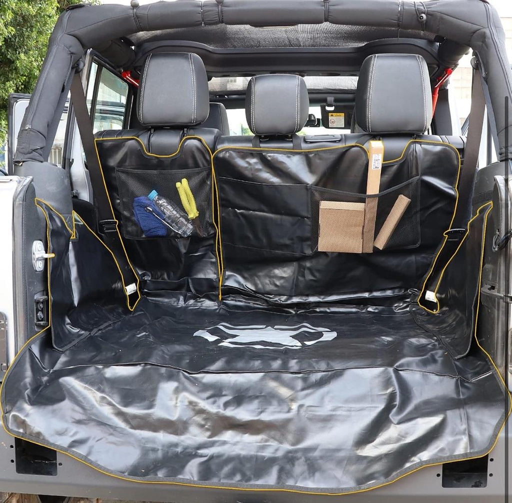 2OJZ - PET DOG CARGO LINER TRUNK MAT FOR 07-24 JEEP WRANGLER JK JL 4DR UNLIMITED SAHARA RUBICON REAR TRUNK FLOOR MAT ALL WEATHER WATER PROOF MAT