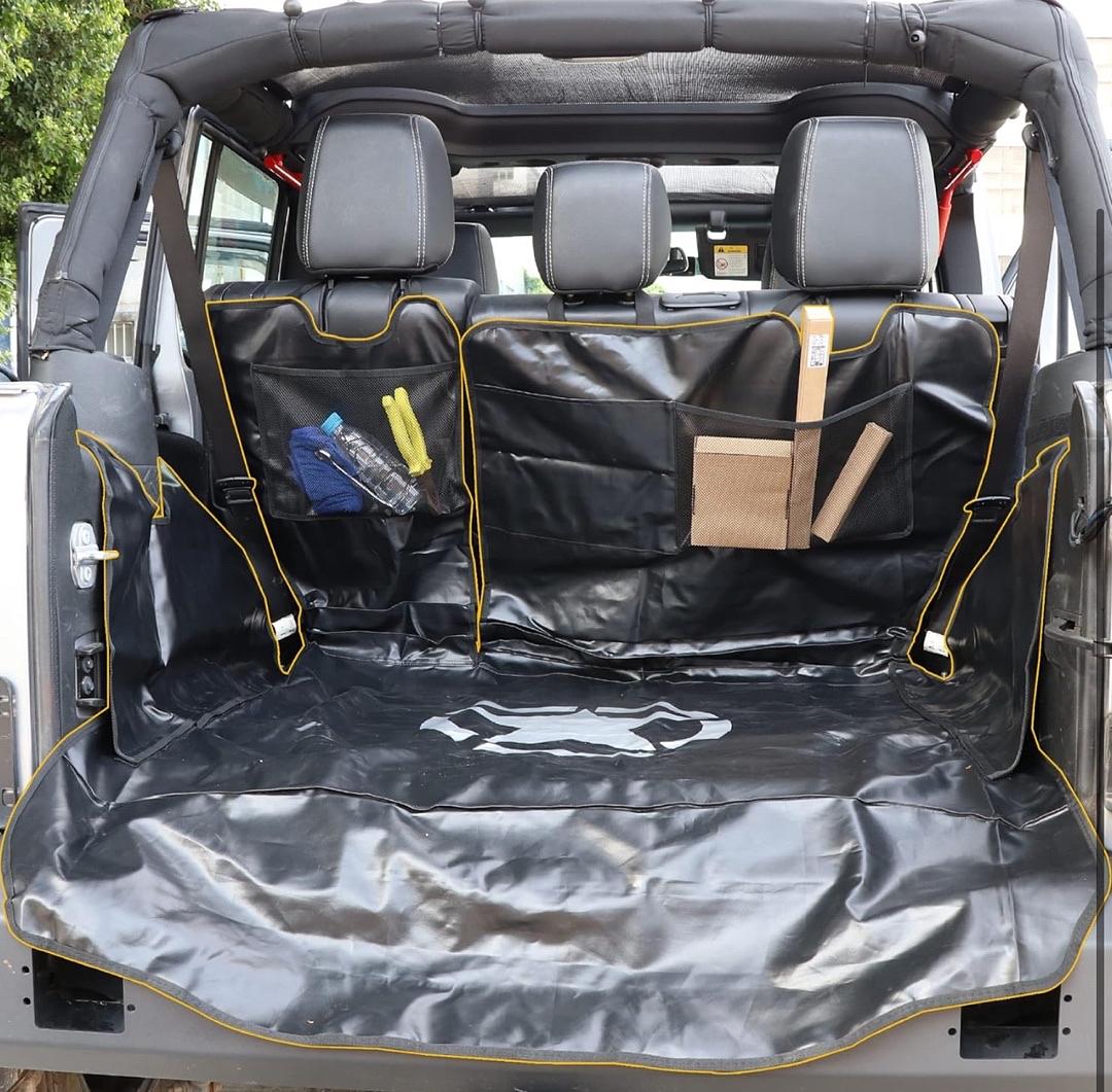 2OJZ - PET DOG CARGO LINER TRUNK MAT FOR 07-24 JEEP WRANGLER JK JL 4DR UNLIMITED SAHARA RUBICON REAR TRUNK FLOOR MAT ALL WEATHER WATER PROOF MAT