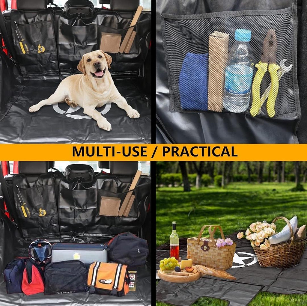 2OJZ - PET DOG CARGO LINER TRUNK MAT FOR 07-24 JEEP WRANGLER JK JL 4DR UNLIMITED SAHARA RUBICON REAR TRUNK FLOOR MAT ALL WEATHER WATER PROOF MAT