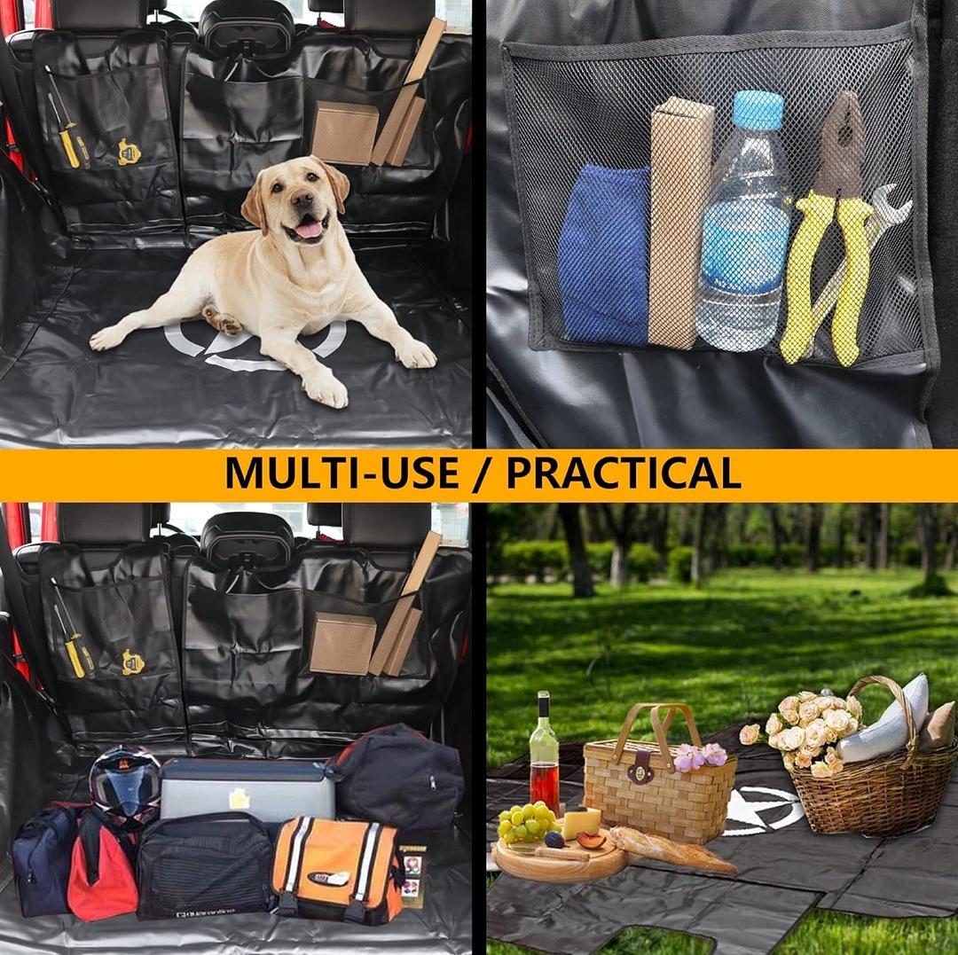 2OJZ - PET DOG CARGO LINER TRUNK MAT FOR 07-24 JEEP WRANGLER JK JL 4DR UNLIMITED SAHARA RUBICON REAR TRUNK FLOOR MAT ALL WEATHER WATER PROOF MAT