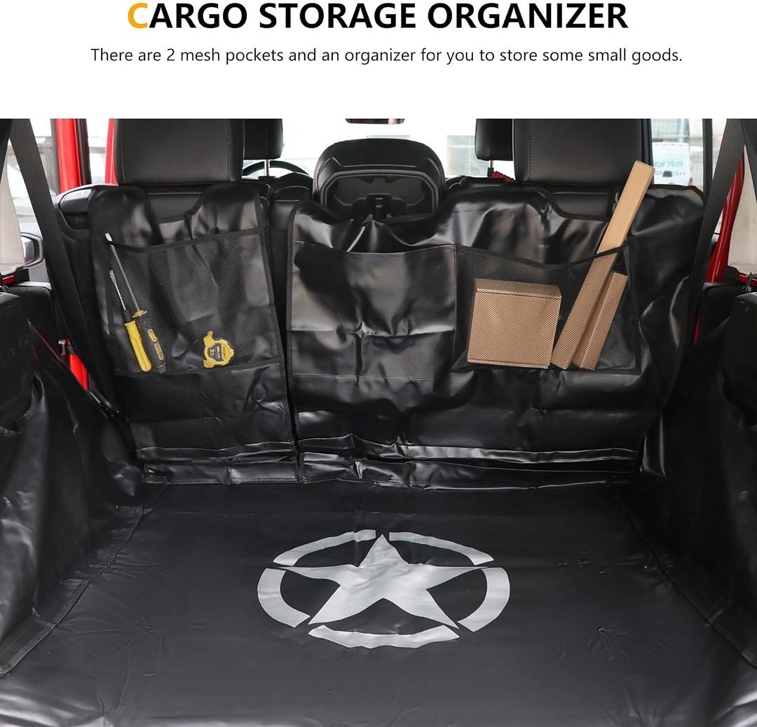 2OJZ - PET DOG CARGO LINER TRUNK MAT FOR 07-24 JEEP WRANGLER JK JL 4DR UNLIMITED SAHARA RUBICON REAR TRUNK FLOOR MAT ALL WEATHER WATER PROOF MAT